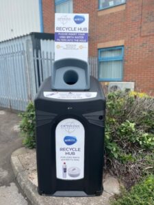 Brita recycle bin Vending machine company just got greener in recycling venture
